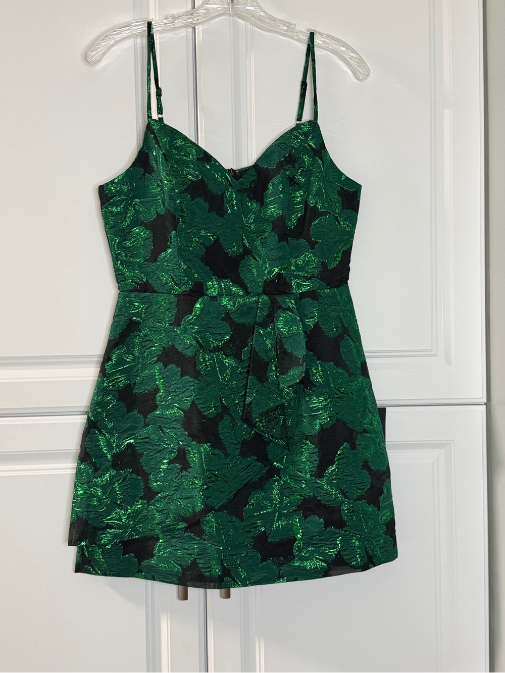 Lulu's Green Metallic Floral Mini Dress